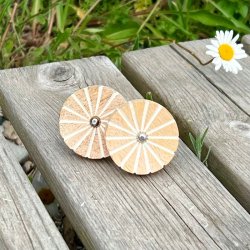 M�belknop - tr�knop med hvide striber �4 cm