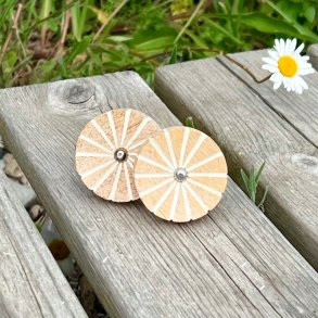 M�belknop - tr�knop med hvide striber �4 cm