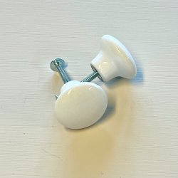 Mbelknop - porceln, hvid (genbrug)