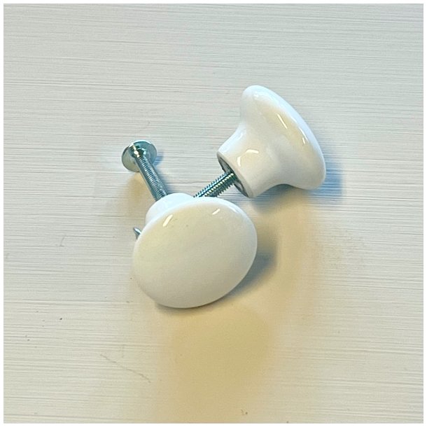 Mbelknop - porceln, hvid (genbrug)