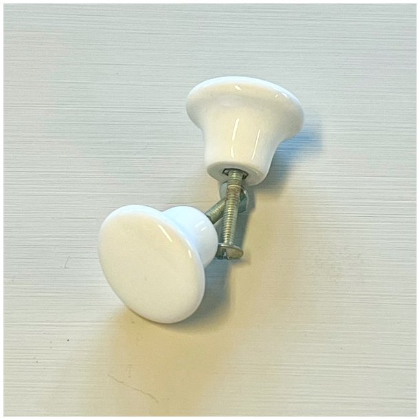 Mbelknop - porceln, hvid (genbrug)