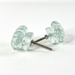 M�belknop - glas, riller og s�lv 