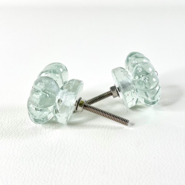 M�belknop - glas, riller og s�lv 