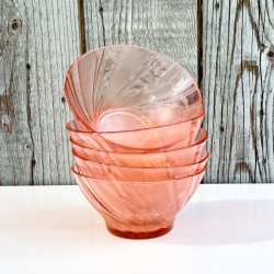 Glasskl lille (st a' 5 stk) - lyserd med swirl effekt