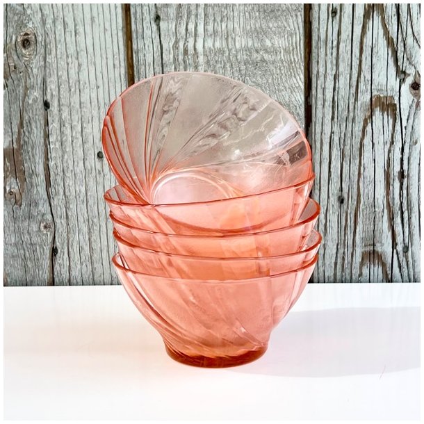 Glasskl lille (st a' 5 stk) - lyserd med swirl effekt