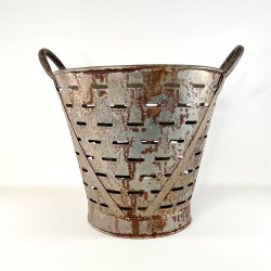 Olivenkurv - stor, zink patineret