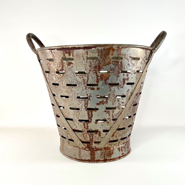 Olivenkurv - stor, zink patineret