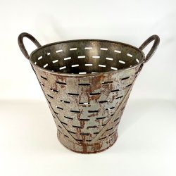 Olivenkurv - stor, zink patineret