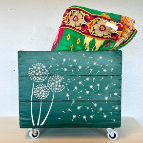 Gl. lkasse p hjul - grn