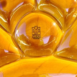 Fransk fonduetallerken - sennepsgul, opdelt, Gien 