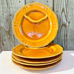 Fransk fonduetallerken - sennepsgul, to-delt, Longchamp 