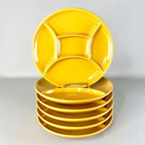 Fonduetallerken - opdelt, gul 