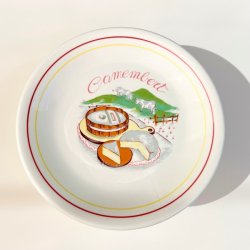 Ostetallerken (st a' 6 stk) - fransk m/rd og gul kant 