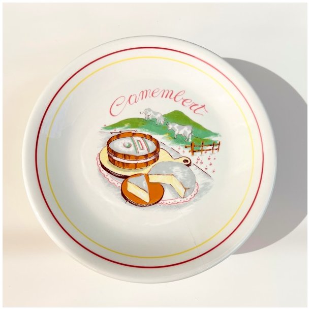 Ostetallerken (st a' 6 stk) - fransk m/rd og gul kant 