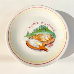 Ostetallerken (st a' 6 stk) - fransk m/rd og gul kant 