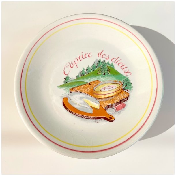 Ostetallerken (st a' 6 stk) - fransk m/rd og gul kant 