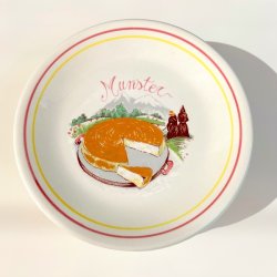 Ostetallerken (st a' 6 stk) - fransk m/rd og gul kant 