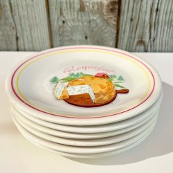 Ostetallerken (st a' 6 stk) - fransk m/rd og gul kant 