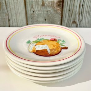 Ostetallerken (st a' 6 stk) - fransk m/rd og gul kant 