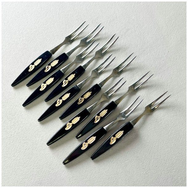 Plgsgafler i sort med guld (st a' 10 stk)