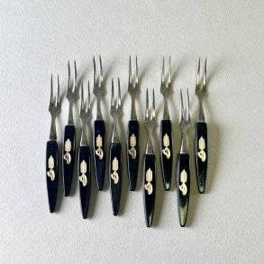 Plgsgafler i sort med guld (st a' 10 stk)