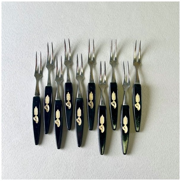 Plgsgafler i sort med guld (st a' 10 stk)