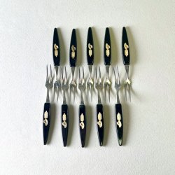 Plgsgafler i sort med guld (st a' 10 stk)