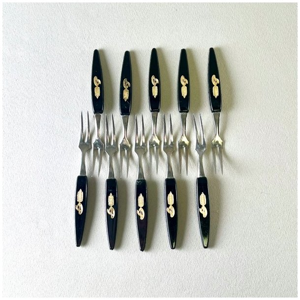 Plgsgafler i sort med guld (st a' 10 stk)