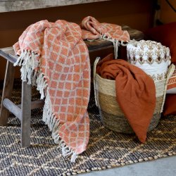 Aix Plaid - terracotta/beige mnster (130x150)