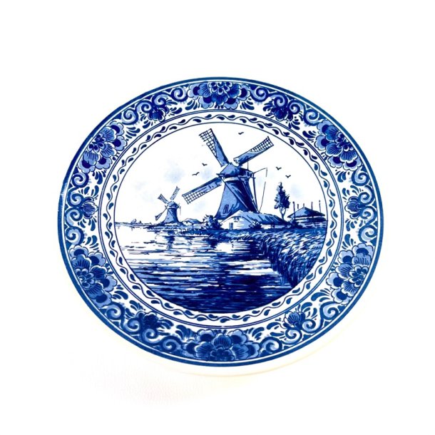 Porcel�nsfad - Hollandsk Delft platte, bl�