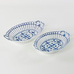 Porcel�nssk�le (2 stk samlet) - tysk musselmalet med blondekant 