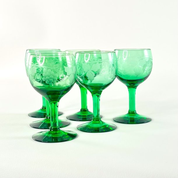 Vinglas - gr�nne med vinranker