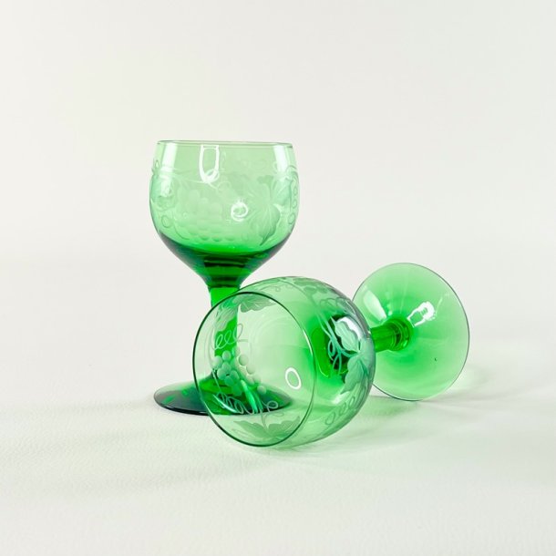 Vinglas - gr�nne med vinranker