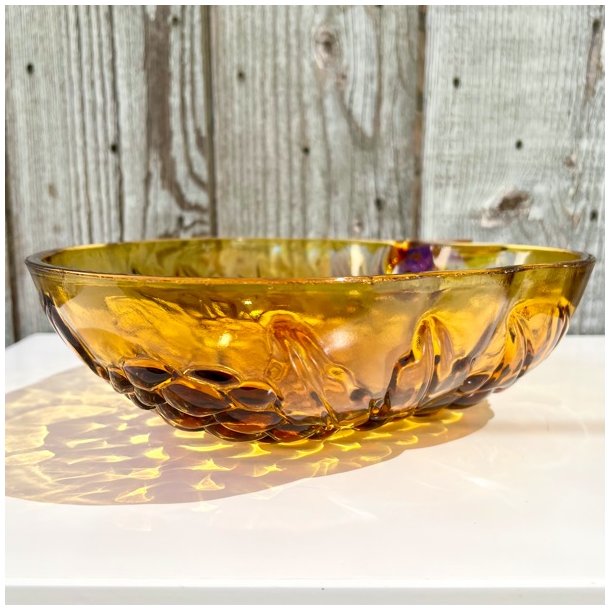 Stor glasskl - drue, ravfarvet 