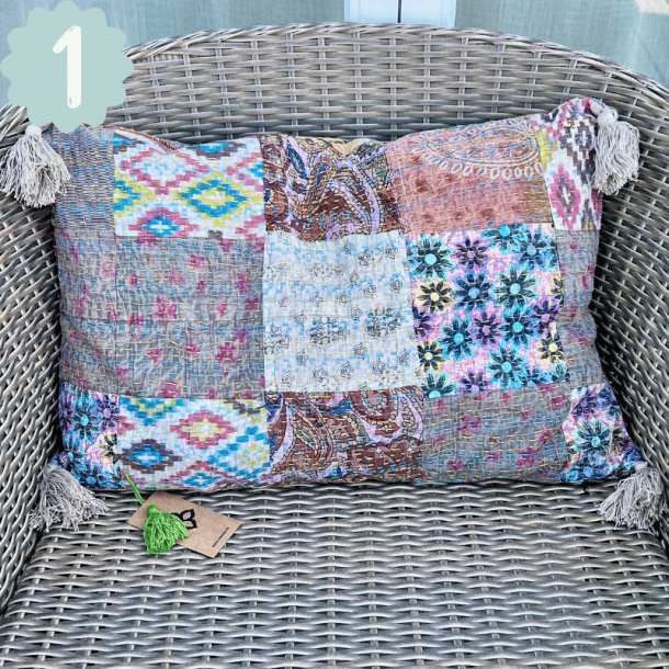 Kantha pude, stonewash (40x60 cm) - forskellige designs