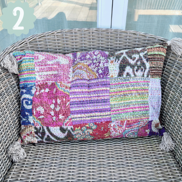 Kantha pude, stonewash (40x60 cm) - forskellige designs