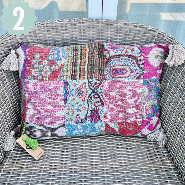 Kantha pude, stonewash (40x60 cm) - forskellige designs