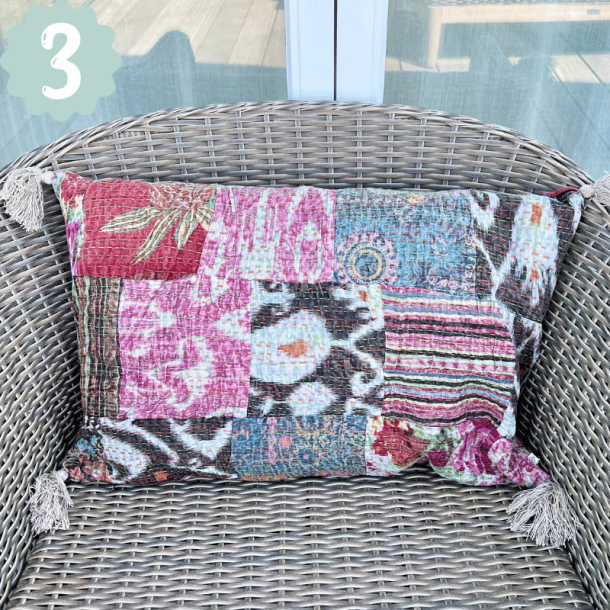 Kantha pude, stonewash (40x60 cm) - forskellige designs