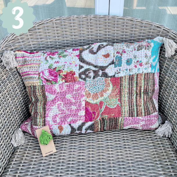 Kantha pude, stonewash (40x60 cm) - forskellige designs