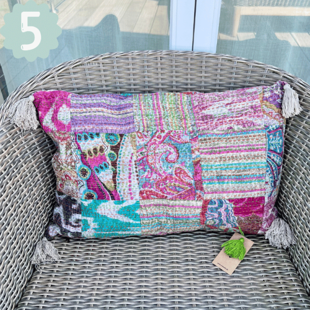 Kantha pude, stonewash (40x60 cm) - forskellige designs
