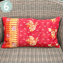 Sari vintage Kantha pude (30x50 cm) - forskellige designs