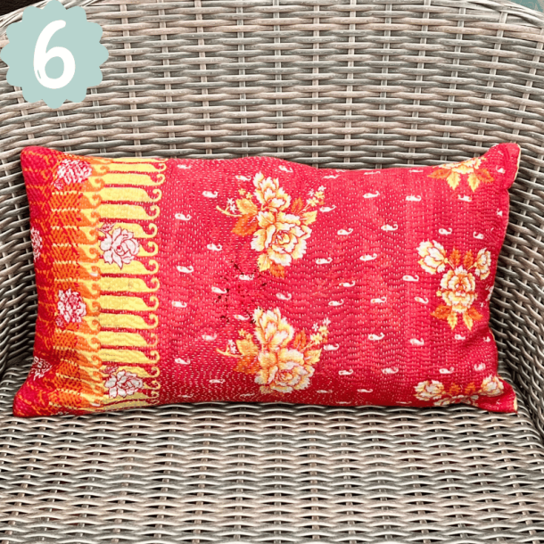 Sari vintage Kantha pude (30x50 cm) - forskellige designs