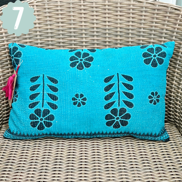 Sari vintage Kantha pude (30x50 cm) - forskellige designs