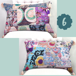 Kantha pude, stonewash (40x60 cm) - forskellige designs