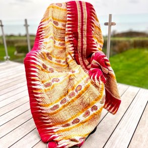 Vintage sari quilt (140x200) - vinrød m/gul