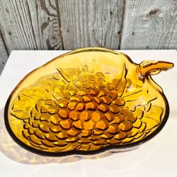 Stor glasskl - drue, ravfarvet 