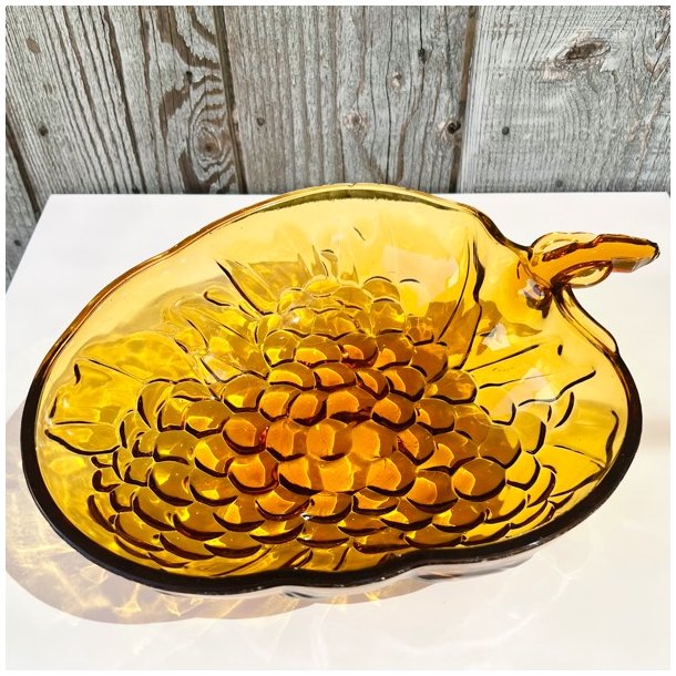 Stor glasskl - drue, ravfarvet 