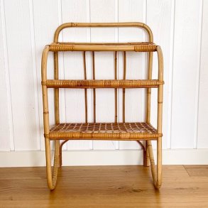 Bambus hylde bord med glasplade