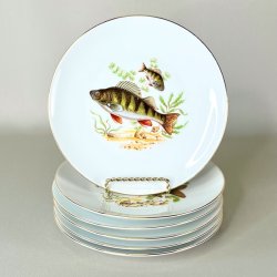 Fisketallerken m/guldkant og fisk - Schwarzenhammer