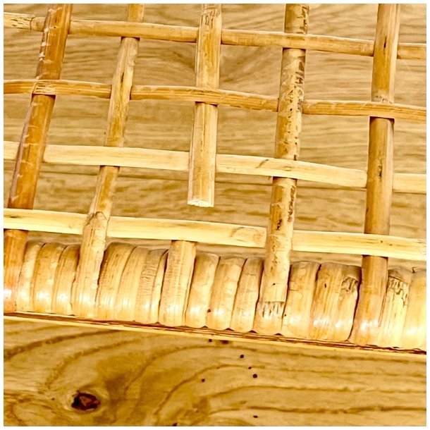 Bambus hylde bord med glasplade